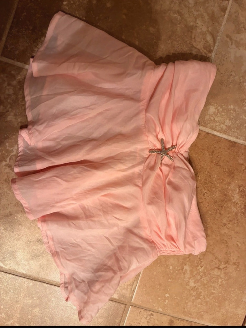 Strapless Blush Pink Chiffon Top with Starfish Accent
